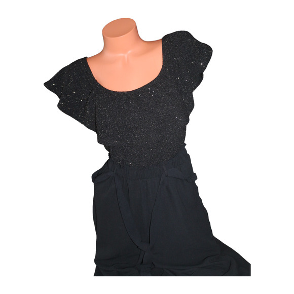 Charlotte Rouse Jumpsuit Size‎ Medium Woman's Holiday New Year's Black Sparkle - Picture 5 of 10